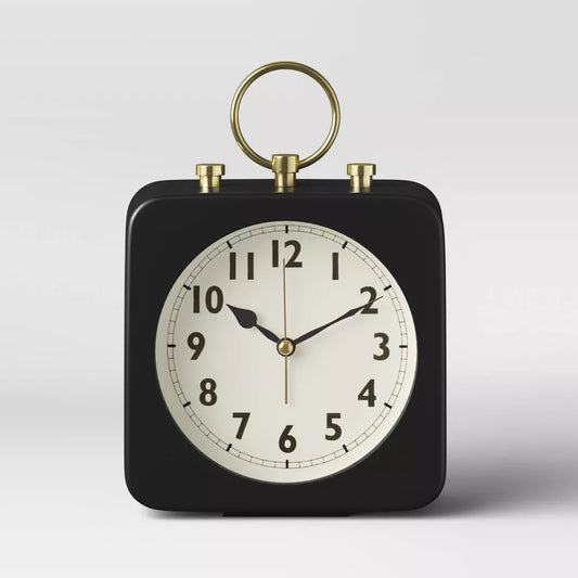 5 Inch Vintage Square Analog Alarm Clock For Desk & Nightstand